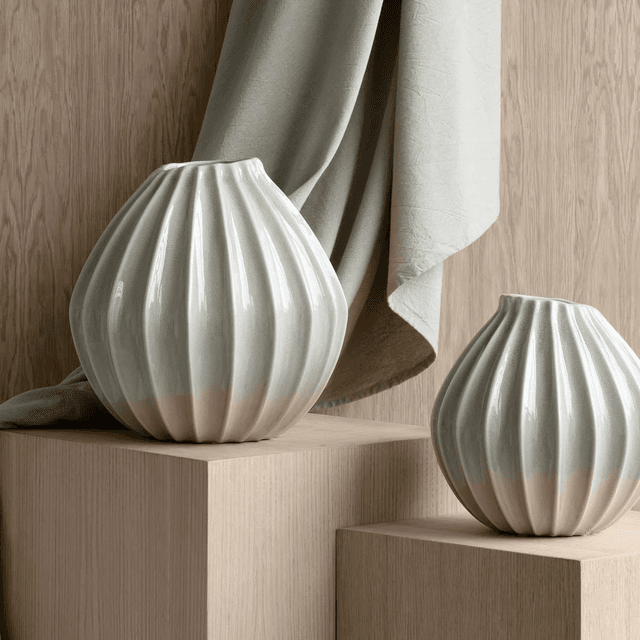 Minimalist ceramic vase in neutral tones