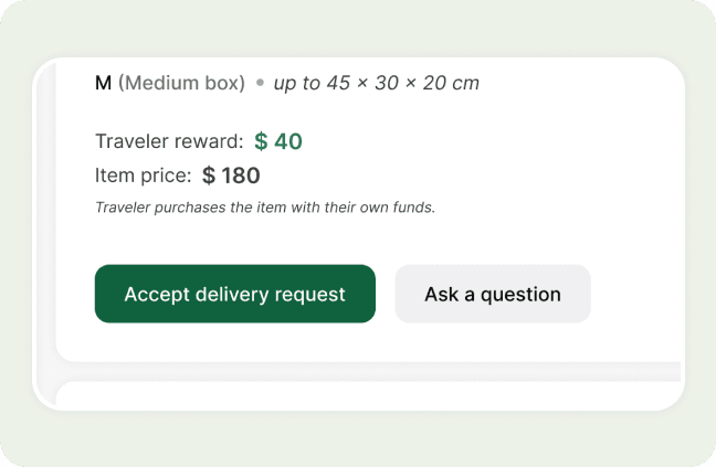 A traveler accepts it