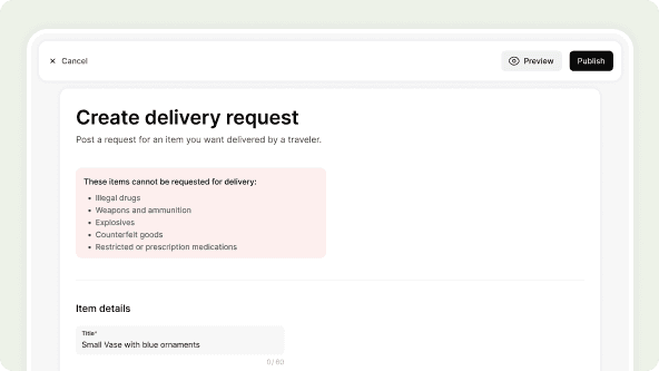 You create a request
